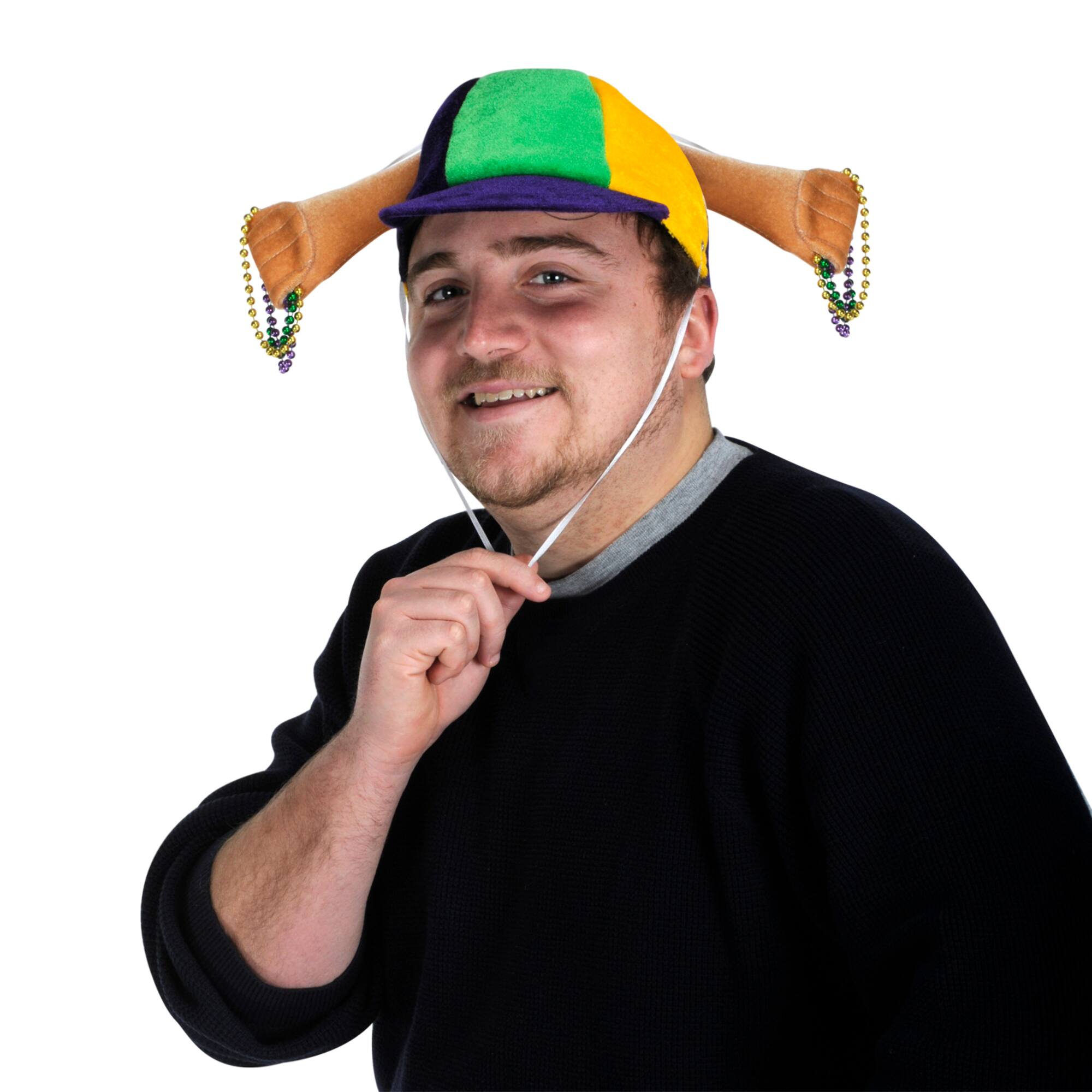 Beistle Plush Mardi Gras Beads Cap with Arms